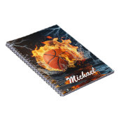 Persoonlijke basketbal op vuur en water notitieboek (Rechterzijde)