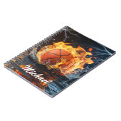 Persoonlijke basketbal op vuur en water notitieboek (Linkerzijde)