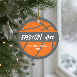 Persoonlijke Basketbal Speler Naam Jaar Kerstmis Keramisch Ornament