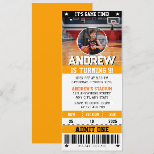 Persoonlijke basketbal ticket met foto kaart