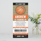 Persoonlijke Basketbal Ticket Uitnodiging Verjaard (Staand voorkant)
