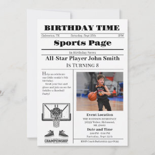 Persoonlijke basketbal verjaardag met foto kaart
