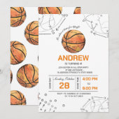Persoonlijke basketbal verjaardag uitnodiging (Voorkant / Achterkant)
