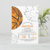 Persoonlijke basketbal verjaardag uitnodiging (Staand voorkant)