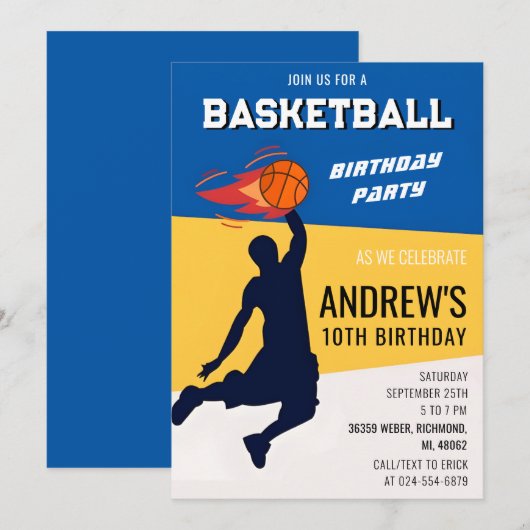 Persoonlijke Basketbal Verjaardag Uitnodiging Fees (Voorkant / Achterkant)