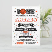 Persoonlijke Basketbal Verjaardag Uitnodiging Fees (Staand voorkant)