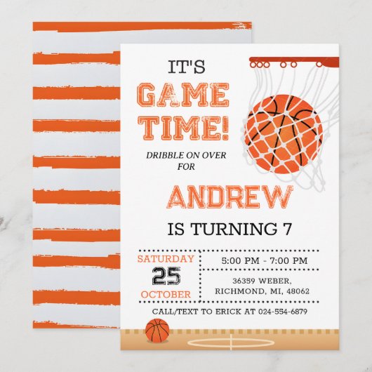 Persoonlijke Basketbal Verjaardag Uitnodiging Fees (Voorkant / Achterkant)