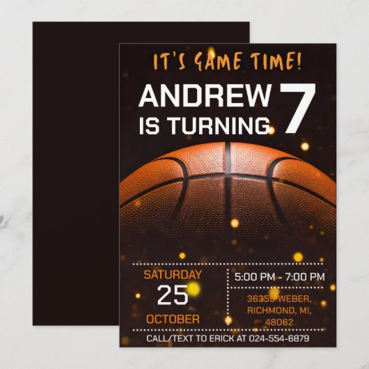 Persoonlijke Basketbal Verjaardag Uitnodiging Fees (Voorkant / Achterkant)
