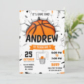 Persoonlijke Basketbal Verjaardag Uitnodiging Fees (Staand voorkant)