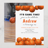 Persoonlijke Basketbal Verjaardag Uitnodiging met  (Voorkant / Achterkant)