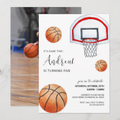 Persoonlijke Basketbal Verjaardag Uitnodiging met  (Voorkant / Achterkant)
