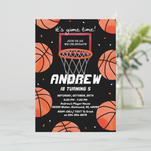 Persoonlijke Basketbal Verjaardag uitnodiging Spor (Staand voorkant)