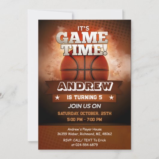 Persoonlijke Basketbal Verjaardag uitnodiging Spor (Voorkant)