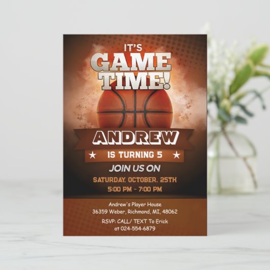 Persoonlijke Basketbal Verjaardag uitnodiging Spor (Staand voorkant)