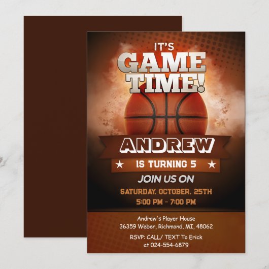 Persoonlijke Basketbal Verjaardag uitnodiging Spor (Voorkant / Achterkant)