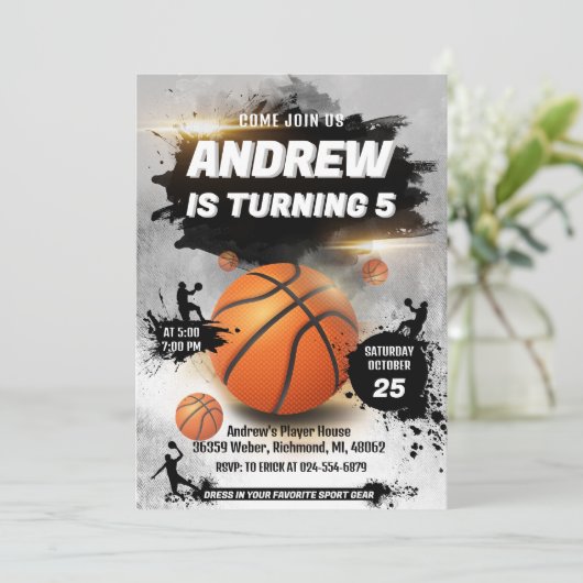 Persoonlijke Basketbal Verjaardag uitnodiging Spor (Staand voorkant)