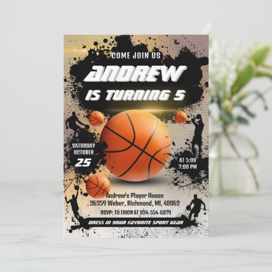 Persoonlijke Basketbal Verjaardag uitnodiging Spor (Staand voorkant)