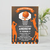 Persoonlijke Basketbal Verjaardag uitnodiging Spor (Staand voorkant)