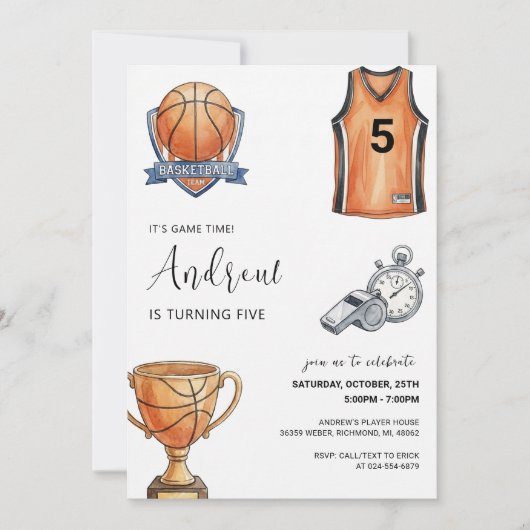 Persoonlijke basketbal verjaardagsuitnodiging kaart (Voorkant)