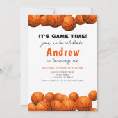 Persoonlijke basketbal verjaardagsuitnodiging met kaart (Voorkant)