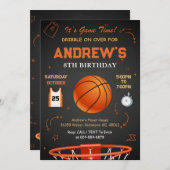 Persoonlijke Basketbal Verjaardagsuitnodiging Sjab Kaart (Voorkant / Achterkant)