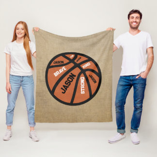 Persoonlijke Basketbaldeken Voeg Uw Naam Toe Fleece Deken