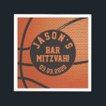 Persoonlijke Basketball Bar Mitzvah Servet<br><div class="desc">Gepersonaliseerde sinaasappel en zwarte basketbal Bar Mitswa papieren servetten. Gepersonaliseerd met de naam van uw zoon en Bar Mitswa datum.</div>