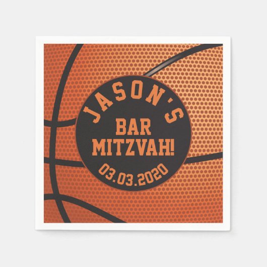 Persoonlijke Basketball Bar Mitzvah Servet (Voorkant)