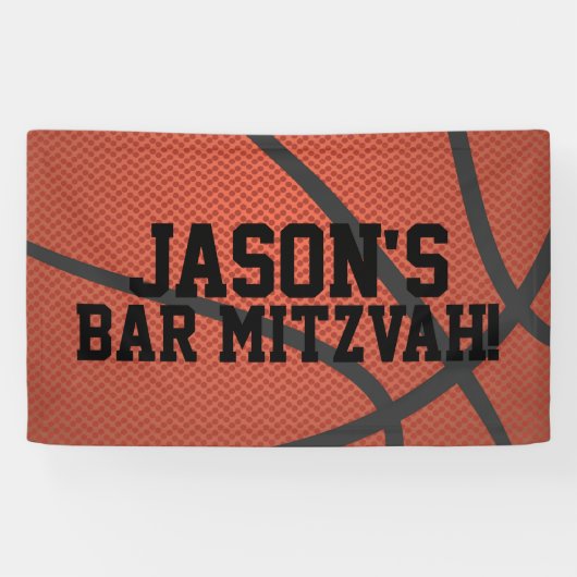 Persoonlijke Basketball Bar Mitzvah Spandoek (Horizontaal)