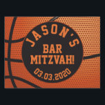 Persoonlijke Basketball Bar Mitzvah Tuinbord<br><div class="desc">Gepersonaliseerde basketbal Bar Mitswa werfbord in sinaasappel en zwart. Gepersonaliseerd met naam en Bar Mitswa datum.</div>