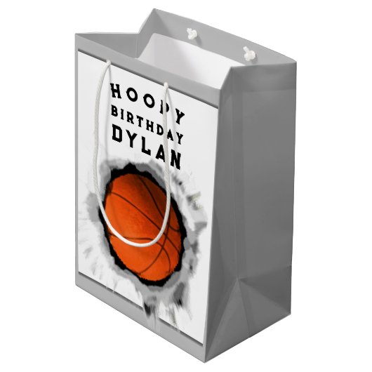 Persoonlijke Basketball Birthday Medium Cadeauzakje (Achterkant Gekanteld)