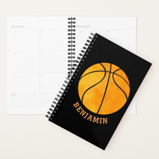 Persoonlijke Basketball Black Oranje Kinder sport Planner (Display)