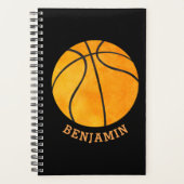 Persoonlijke Basketball Black Oranje Kinder sport Planner (Voorkant)
