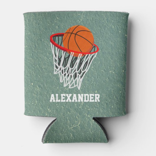 Persoonlijke Basketball en Hoop Blikjeskoeler (Voorkant)