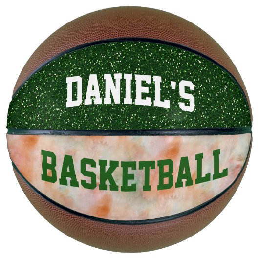 persoonlijke Basketball Green Glitter Basketbal (Voorkant)