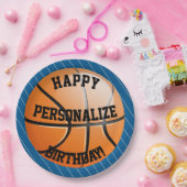 Persoonlijke Basketball Happy Birthday Papieren Bordje (Feest)