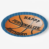 Persoonlijke Basketball Happy Birthday Papieren Bordje (Gekanteld)