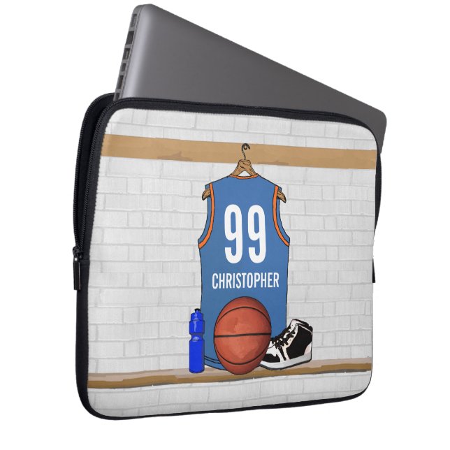 Persoonlijke Basketball Jersey (LB) Laptop Sleeve (Voorkant Rechts)