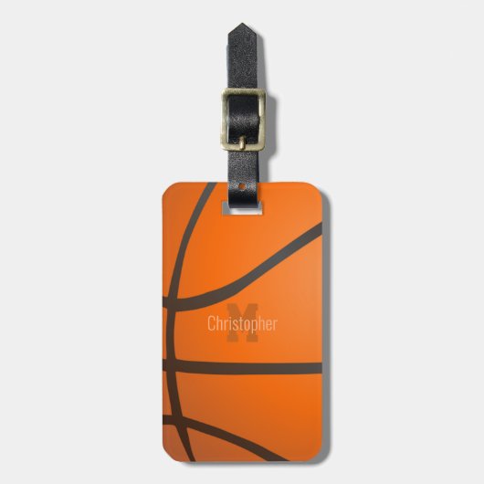 Persoonlijke Basketball Monogram Initiaal Naam Lug Bagagelabel (Voorkant verticaal)