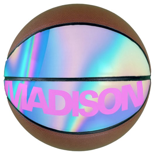 Persoonlijke Basketball Name Pink Girly Modern Basketbal (Voorkant)