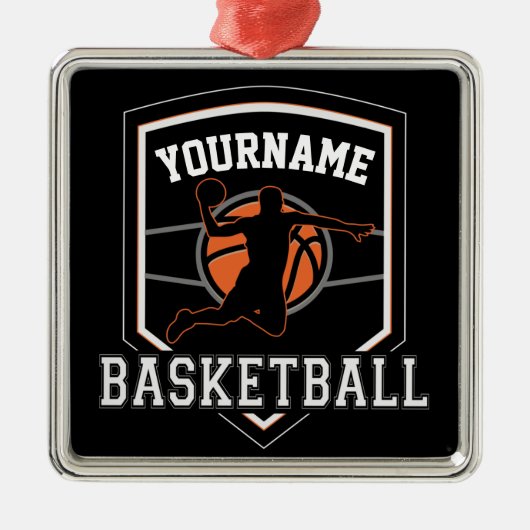 Persoonlijke Basketball Player NAME Slam Dunk Team Metalen Ornament (Voorkant)