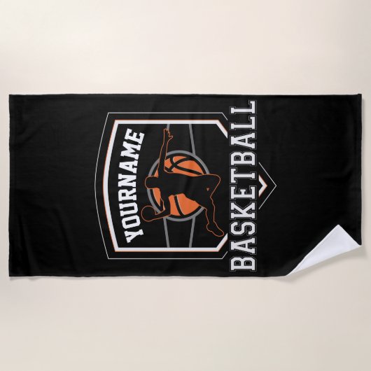 Persoonlijke Basketball Player NAME Slam Dunk Team Strandlaken (Voorkant)