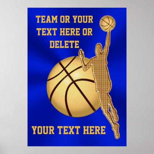 Persoonlijke Basketball Posters Blue en Gold (Voorkant)