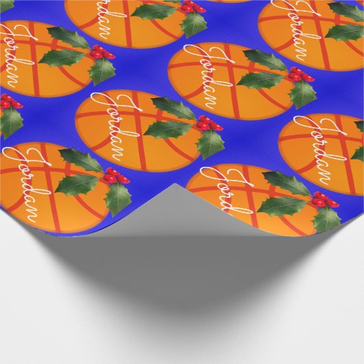 Persoonlijke Basketball Sports Kerstmis Cadeaupapier (Hoek)