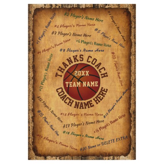 Persoonlijke Basketbalposter, Fineerhout Houten Poster (Voorkant)