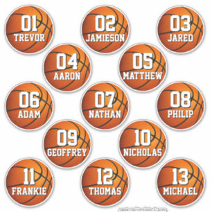 persoonlijke basketbalstickers voor 13 jongens mei sticker