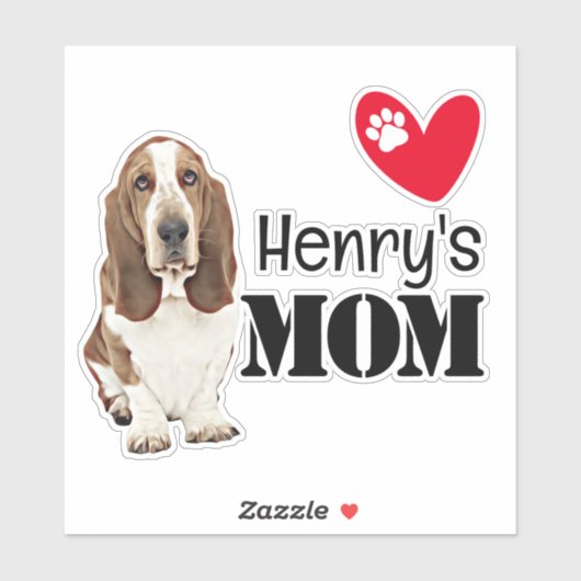 Persoonlijke Basset Hound Moeder Sticker (Vel)