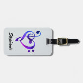 Persoonlijke basviool sleutel hart bagagelabel (Voorkant horizontaal)