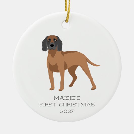 Persoonlijke Bavarian Mountain Hound Hond Kerstmis Keramisch Ornament (Voorkant)
