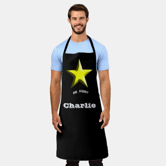 Persoonlijke BBQ Sheriff Badge Schort (Gedragen)